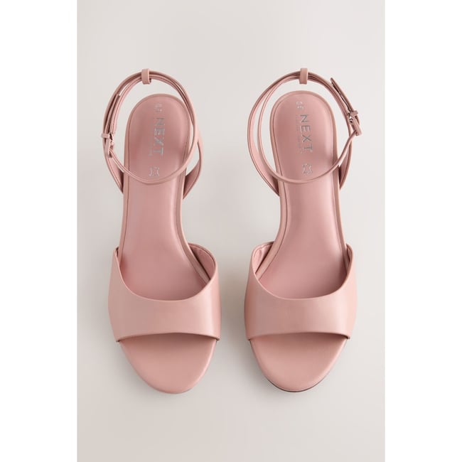 Sandales ouvertes en cuir rose <span itemprop=