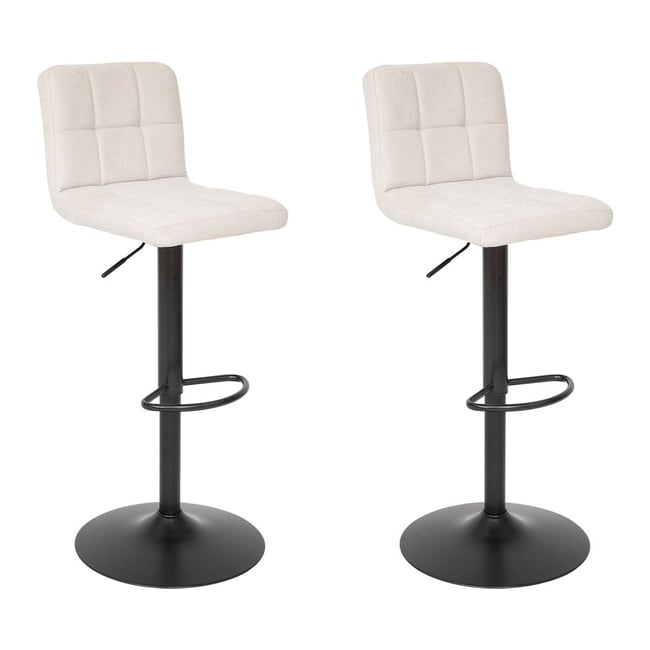 Lot de 2 tabourets de bar pivotants réglables tissu capitonné DELEK Couleur beige <span itemprop=