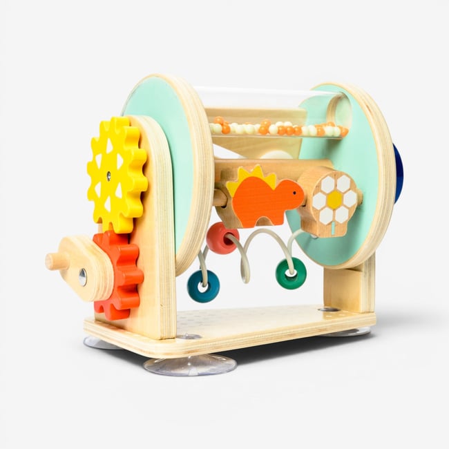Roue de motricité multi-activités en bois blanc <span itemprop=