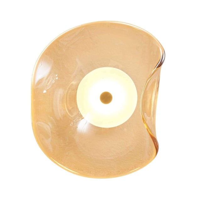 Applique LED verre ondulé - LYSA Couleur ambré et laiton <span itemprop=