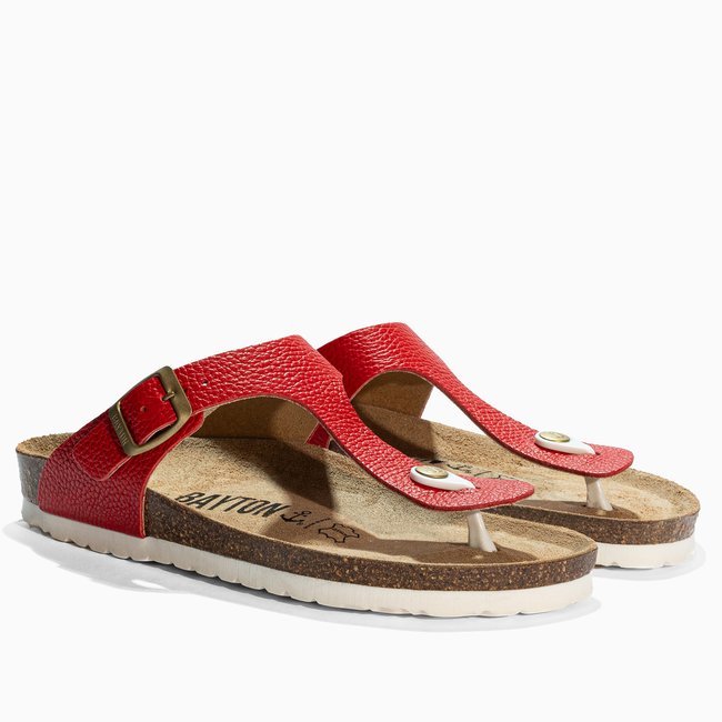 Tongs en cuir MERCURE pour femme - BAYTON