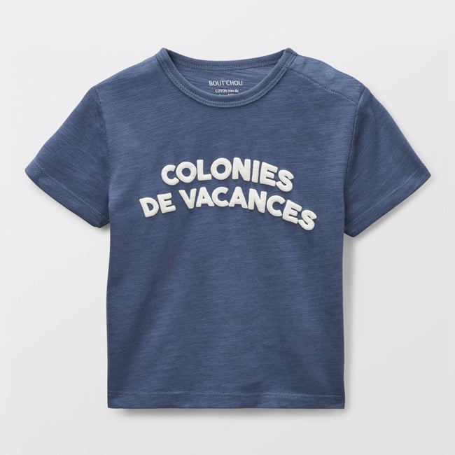 T-shirt manches courtes imprimé en coton BIO GOTS pierre bleue <span itemprop=