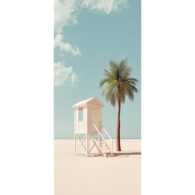 Tableau Sur Verre Synthétique Cabane Sur La Plage PLAGE Couleur tableau en verre synthétique <span itemprop=