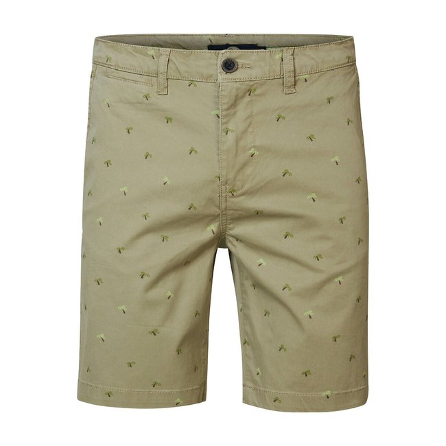 Calções chino estampados bege <span itemprop=