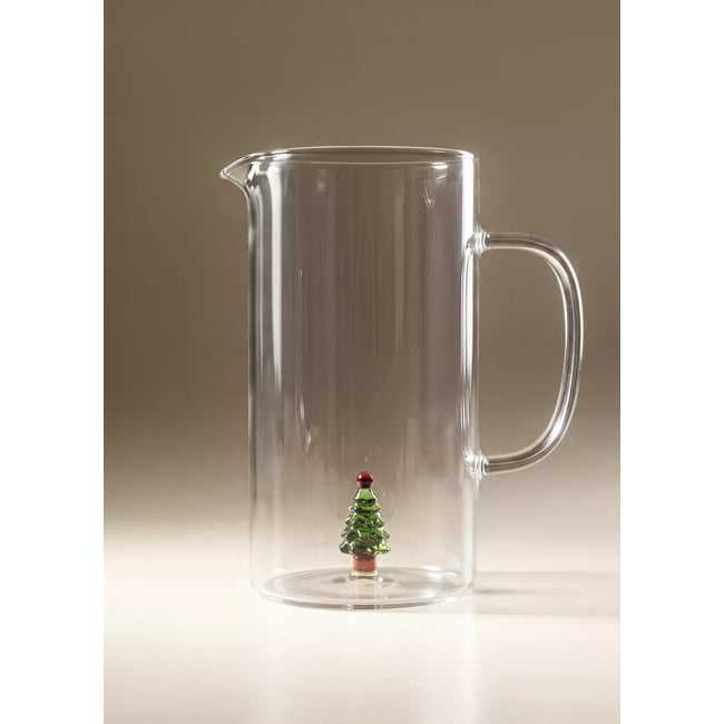 Carafe en verre avec détail sapin Couleur vert forêt <span itemprop=