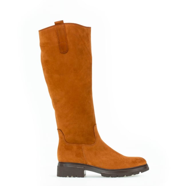 Bottes en nubuck à talon décroché marron <span itemprop=
