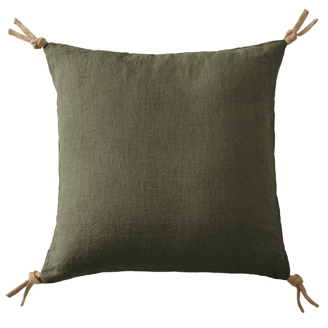 Coussin 45x45 cm Lin Français Thym kaki <span itemprop=