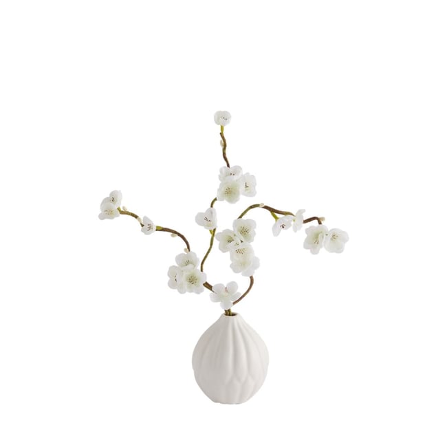 Pot en céramique avec fleurs artificielles Couleur blanc <span itemprop=