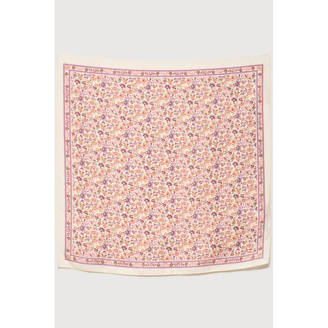 Foulard carré satin ecru <span itemprop=