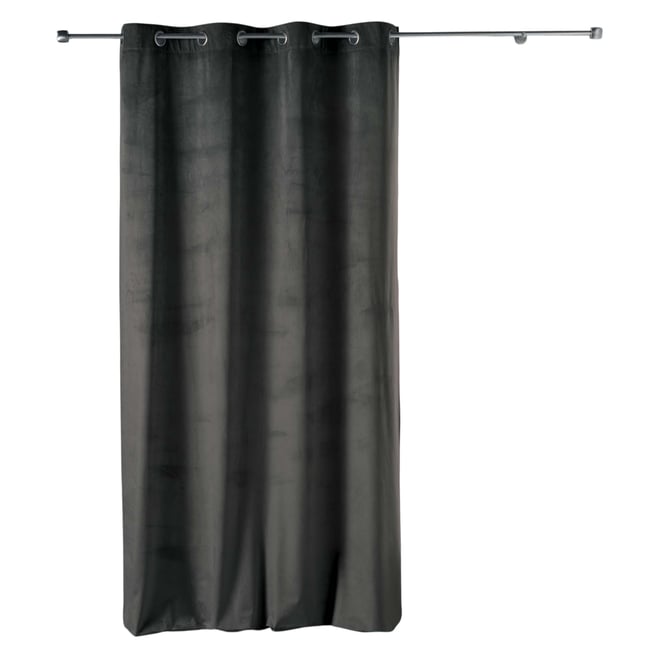 Rideau a oeillets effet velours Velvetine gris_anthr <span itemprop=