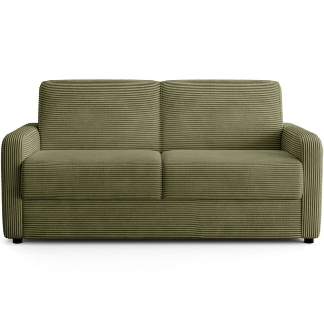 Canapé droit convertible 3 places en velours côtelé - ouverture express - LUMIO Couleur vert kaki <span itemprop=