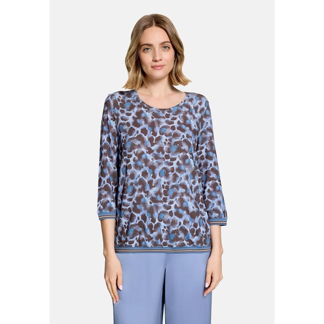 Haut casual à élastique bleu/marron <span itemprop=