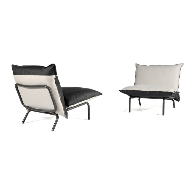 Fauteuil de jardin aluminium, Luna noir <span itemprop=