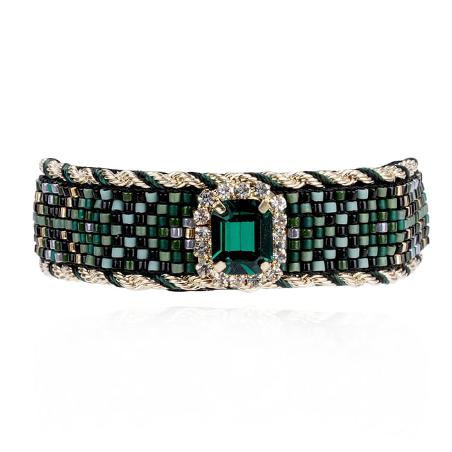 Bracelet réglable ruban velours et perles tissées SUZON - HIPANEMA