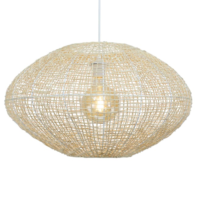 Suspension en rotin et métal, NATY Couleur naturel <span itemprop=