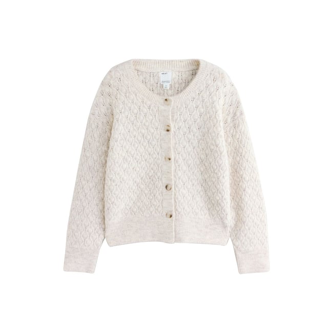 Cardigan en tricot crème <span itemprop=
