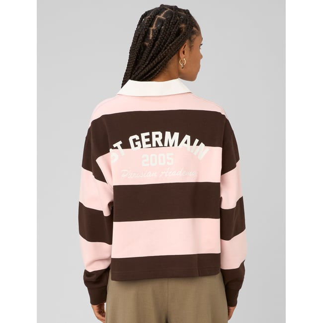 Sweat polo à manches longues rose pâle <span itemprop=