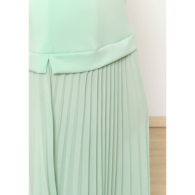 Robe polo plissée vert menthe <span itemprop=