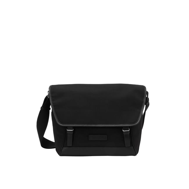 Sac de travail en toile, modèle Moa avec détails en cuir véritable noir <span itemprop=