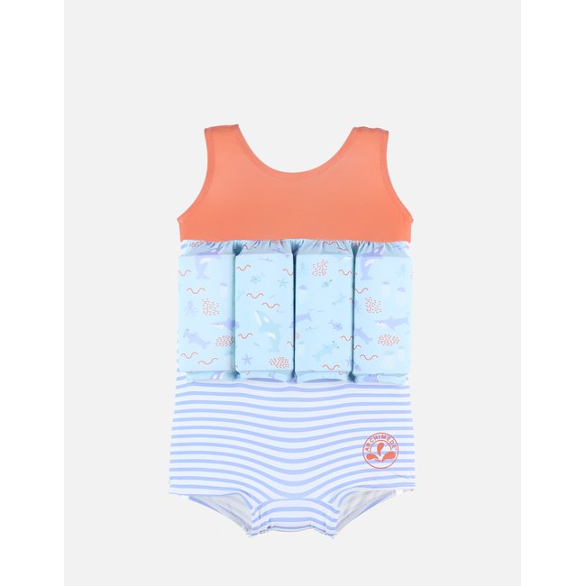 Maillot bouée à imprimés, orange/bleu clair bleu <span itemprop=