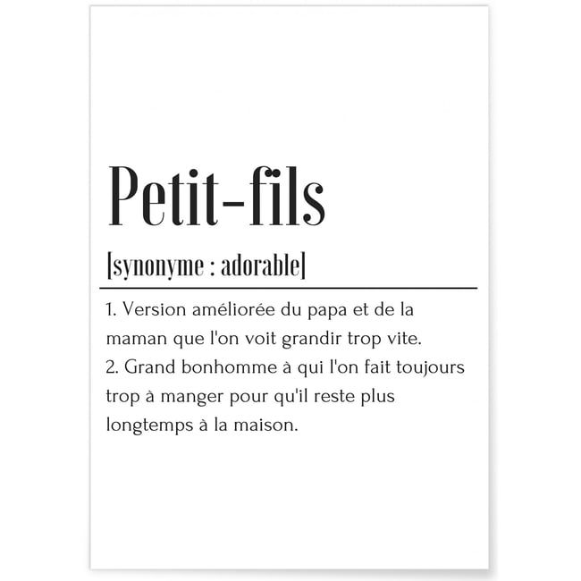 Affiche Définition Petit-fils Couleur blanc <span itemprop=