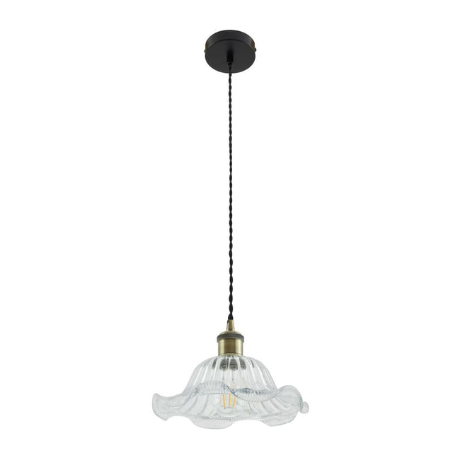 Suspension en verre antique, Ludowika Couleur transparent, laiton, noir <span itemprop=