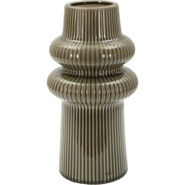 Vase en céramique relief côtelé MODERN Couleur vert <span itemprop=