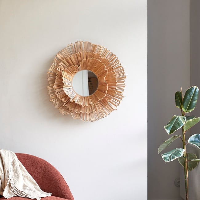 Miroir en Fibres végétales, PIA Couleur naturel <span itemprop=