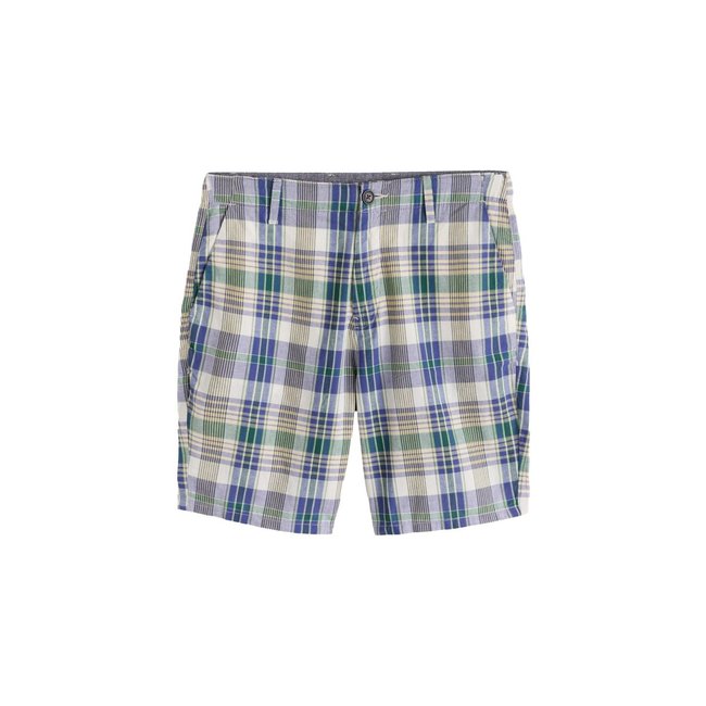 Short chino en coton à carreaux madras ivoire/bleu <span itemprop=
