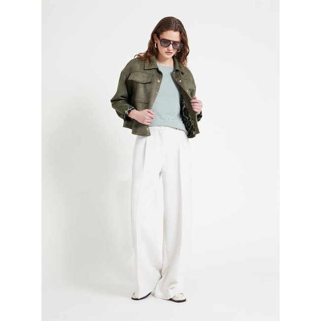 Veste courte en suédine IRIS kaki <span itemprop=