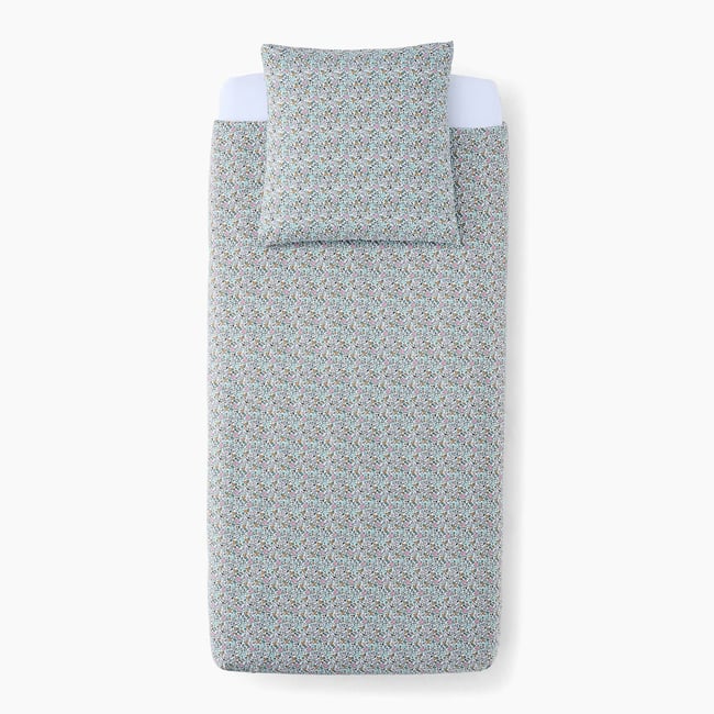 Lot housse de couette et une taie carrée imprimée , 100% coton bio, finition bouteille, Gots amaretti <span itemprop=