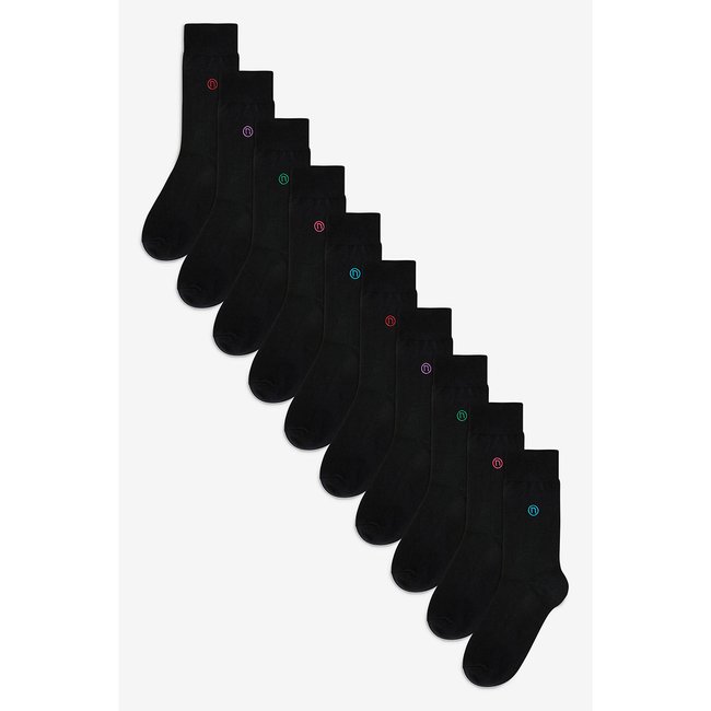 Chaussettes à logo n, lot de 10 paires noir <span itemprop=