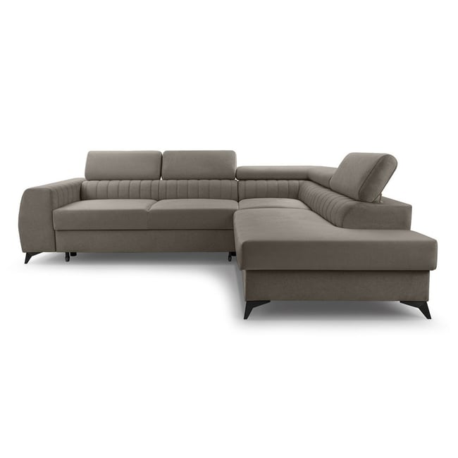 Canapé d'Angle Convertible 5 places - ANETA Couleur taupe <span itemprop=