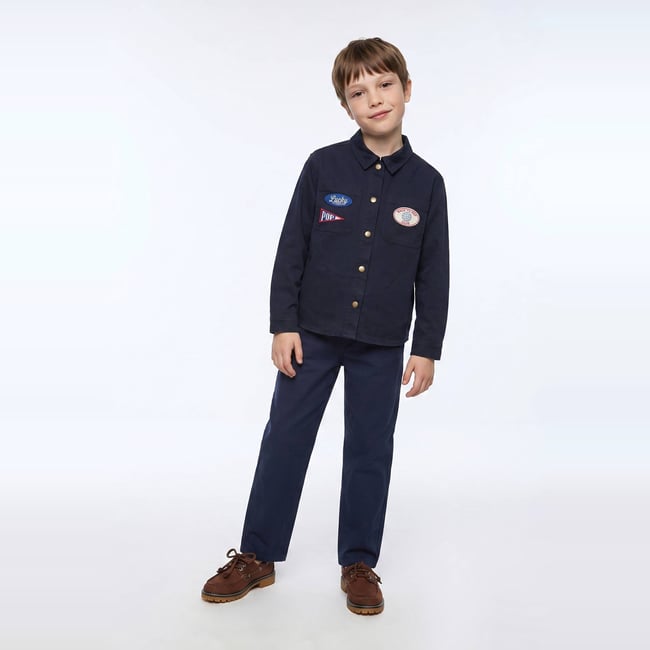Pantalon carpenter rayé en coton - MONOPRIX