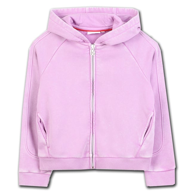 Cardigan con cappuccio violine <span itemprop=