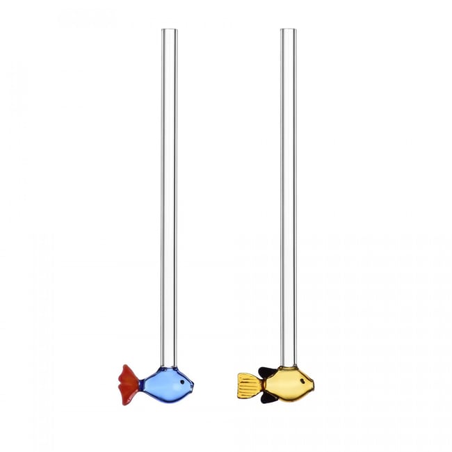 Lot de 2 Pailles Marine Garden Couleur bleu, jaune <span itemprop=