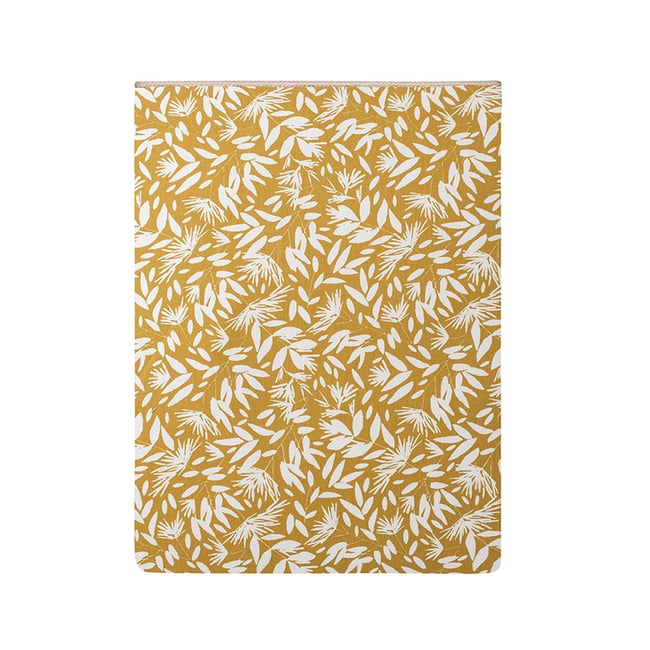 Drap plat imprimé en percale de coton, OMBRAGE jaune ocre <span itemprop=