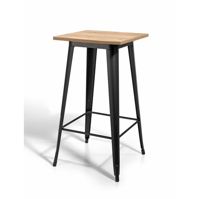 Table haute en métal et bois, Meet Couleur graphite-chêne <span itemprop=