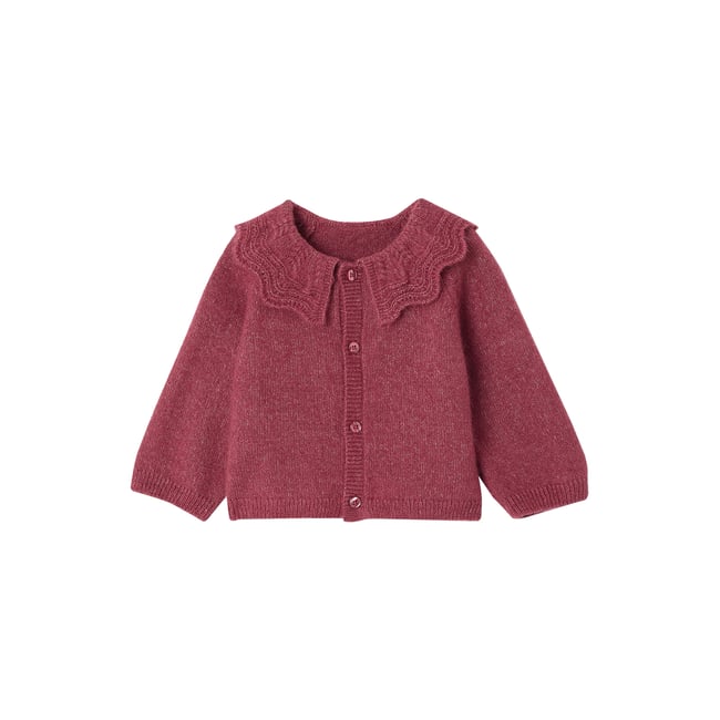 Gilet manches longues framboise <span itemprop=