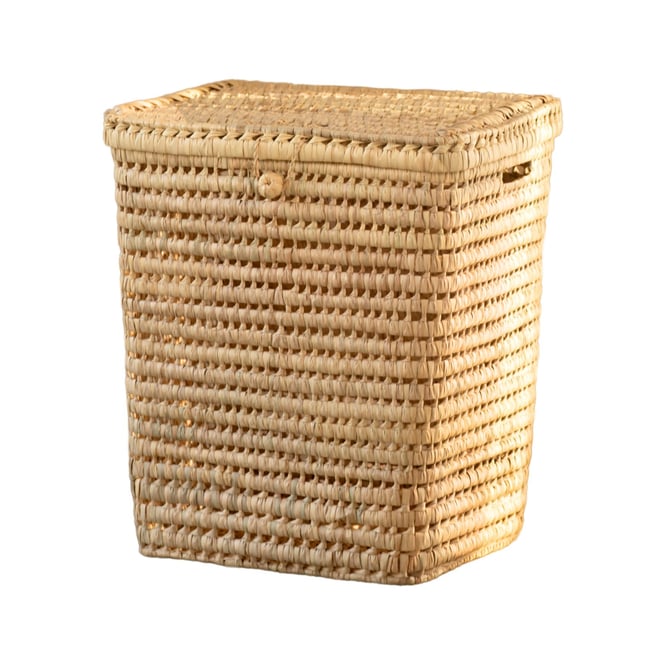 Panière à linge rectangle palmier -  LOJI Couleur naturel <span itemprop=
