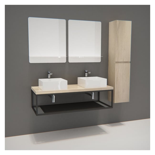 Meuble double +vasque +miroir +colonne WILL Couleur v002237 <span itemprop=