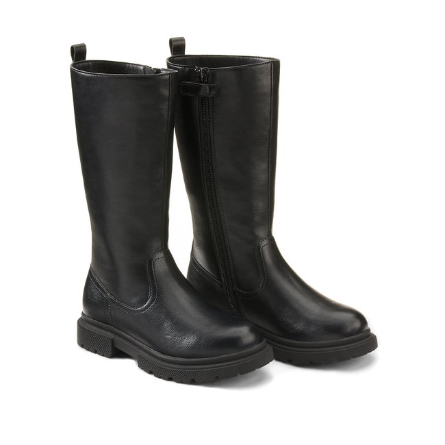 Boots mit Profilsohle, Reissverschluss schwarz <span itemprop=