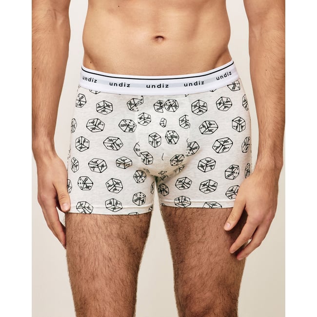 Boxer en coton à motifs dés REPEATIZ SEXYD ecru <span itemprop=