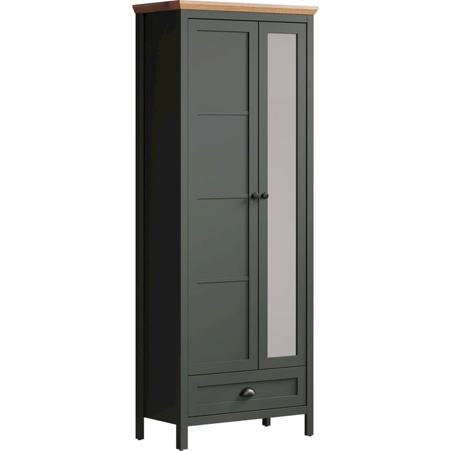 Armoire 2 portes avec miroir FOREELLS Couleur vert foncé et chêne evoke <span itemprop=
