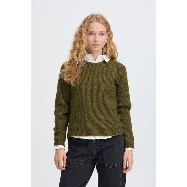 Á manches longues vert avocado melange <span itemprop=