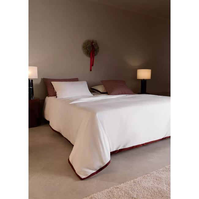 Housse de couette coton détail contrastant lit 135 cm blanc <span itemprop=