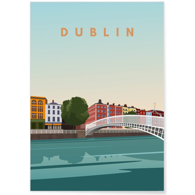 Affiche ville Dublin Couleur blanc <span itemprop=
