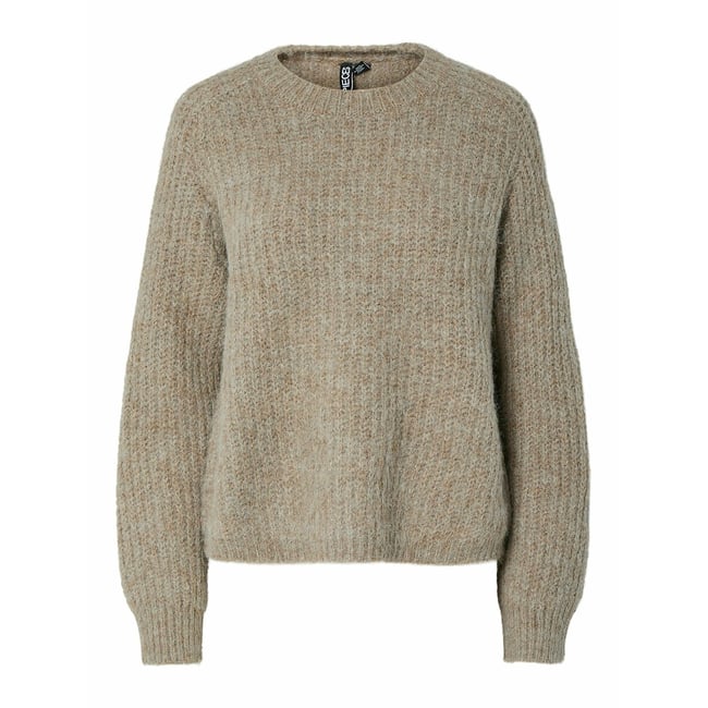 Pull col rond manches longues beige <span itemprop=