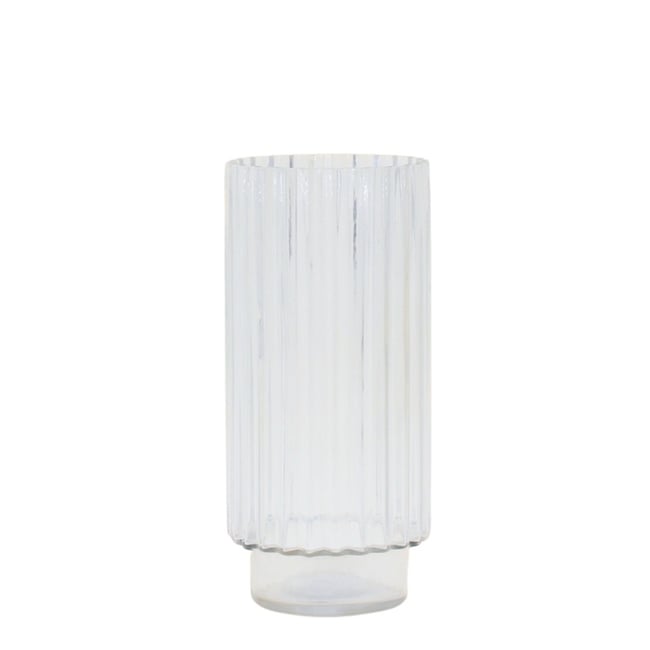 Vase en verre épais strié style moderne, H25cm Couleur transparant <span itemprop=