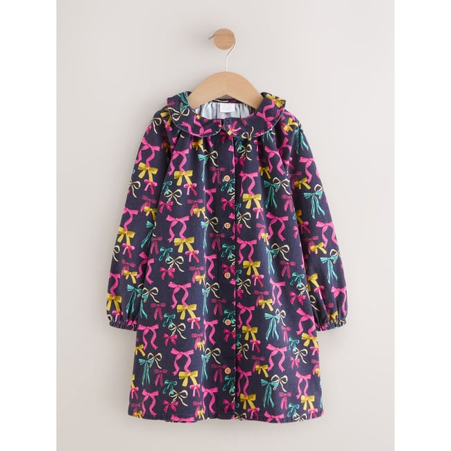 Robe chemise imprimée imprimé nœud bleu marine <span itemprop=